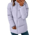 thumbnail image 3 of Aoiroe Oversized Casual Loose Solid Womens Cotton Coats For Women Womens Fall Jackets Long Winter Coats For Women Plus Size Coat Womens Long Winter Coat Women'S Down Jackets & Parkas Purple XS, 3 of 9