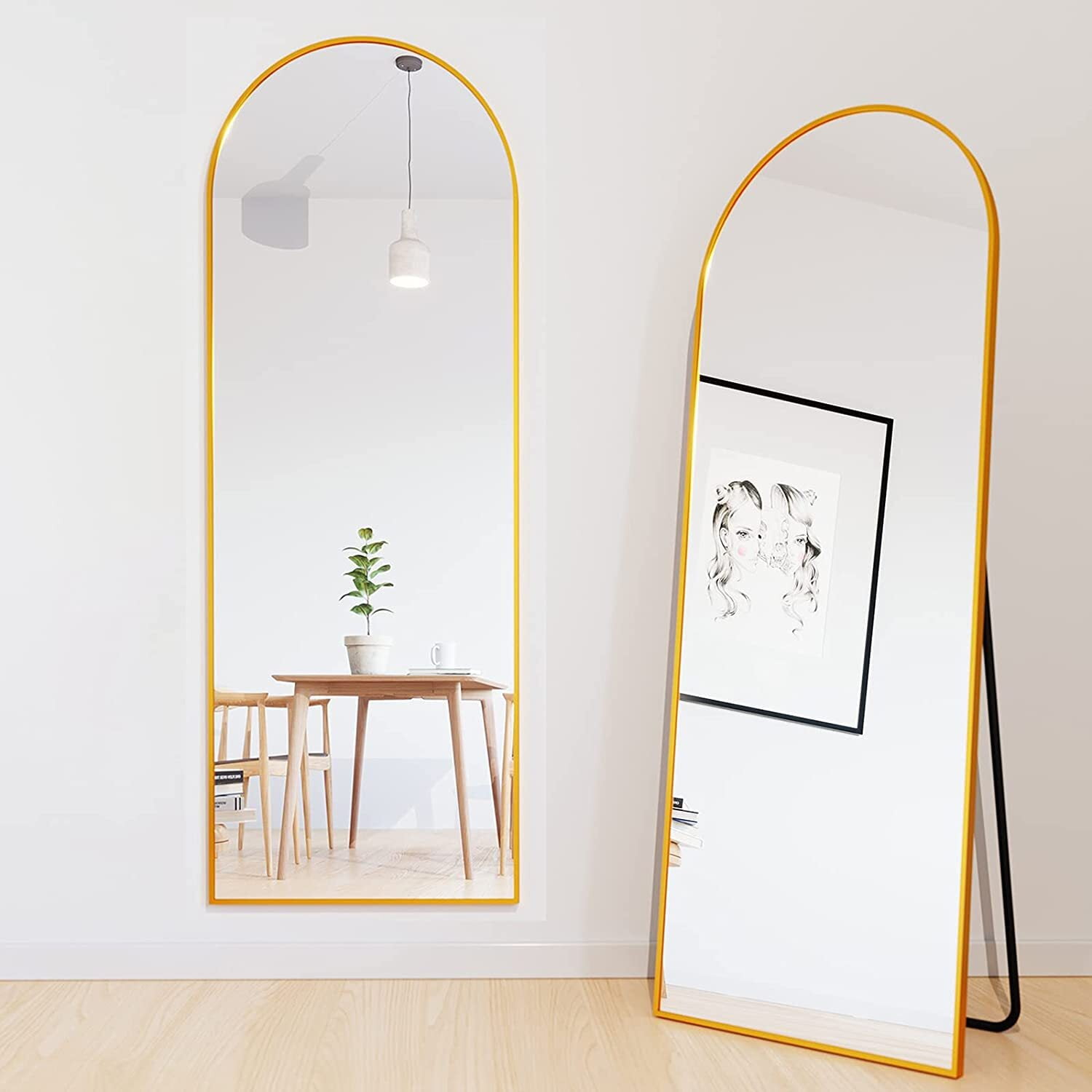 Buy BEAUTYPEAK Arched Full Length Floor Mirror 64x21 Full Body Standing