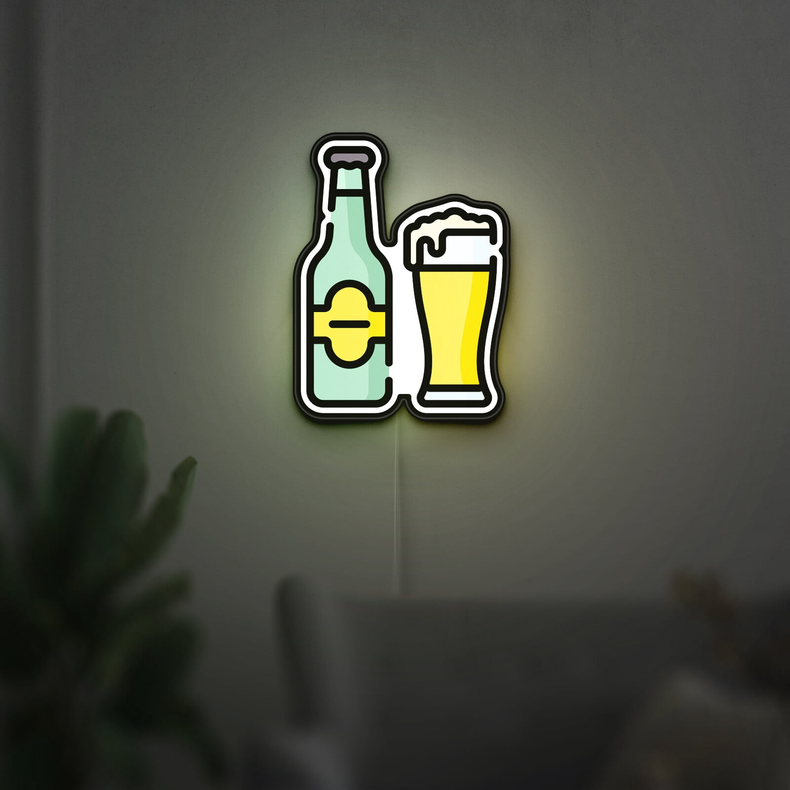 Beer Bottle 3D Novelty Light Box, Alcohol Beverage Lamp Decor for Bar Fans, Pub Themed Drink Light for Food and Restaurant Spaces (Width 24 inch, 60cm)