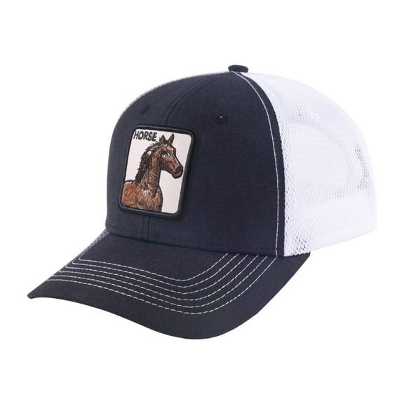 Unisex Embroidered The Horse, 6-Panel Trucker Hat, Black/White, Adjustable Fit