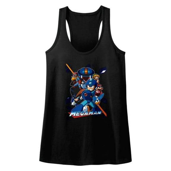 Mega Man Collage Orange Beam Women's Racerback Tank Top