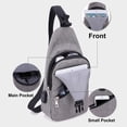 thumbnail image 3 of Bolso bandolera de lona mochila multiusos bolso bandolera viaje senderismo pecho mochila para hombre mujer gris, 3 of 5