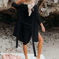 thumbnail image 4 of Maqroz Womens Button Down Beach Cover Up Dress Shirts Sun Protection Collar Long Sleeve Swim Shirts Swimsuit Oversized Baggy Rash Guard Maxi Dresses Shirt Black Free Size, 4 of 7