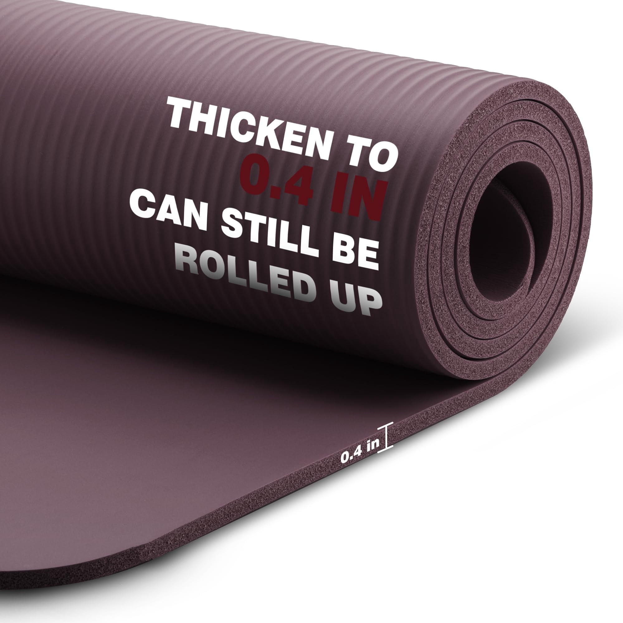 Purple 72”x24”x10mm NBR Yoga Mat for Exercise, Pilates, Stretching and Meditation