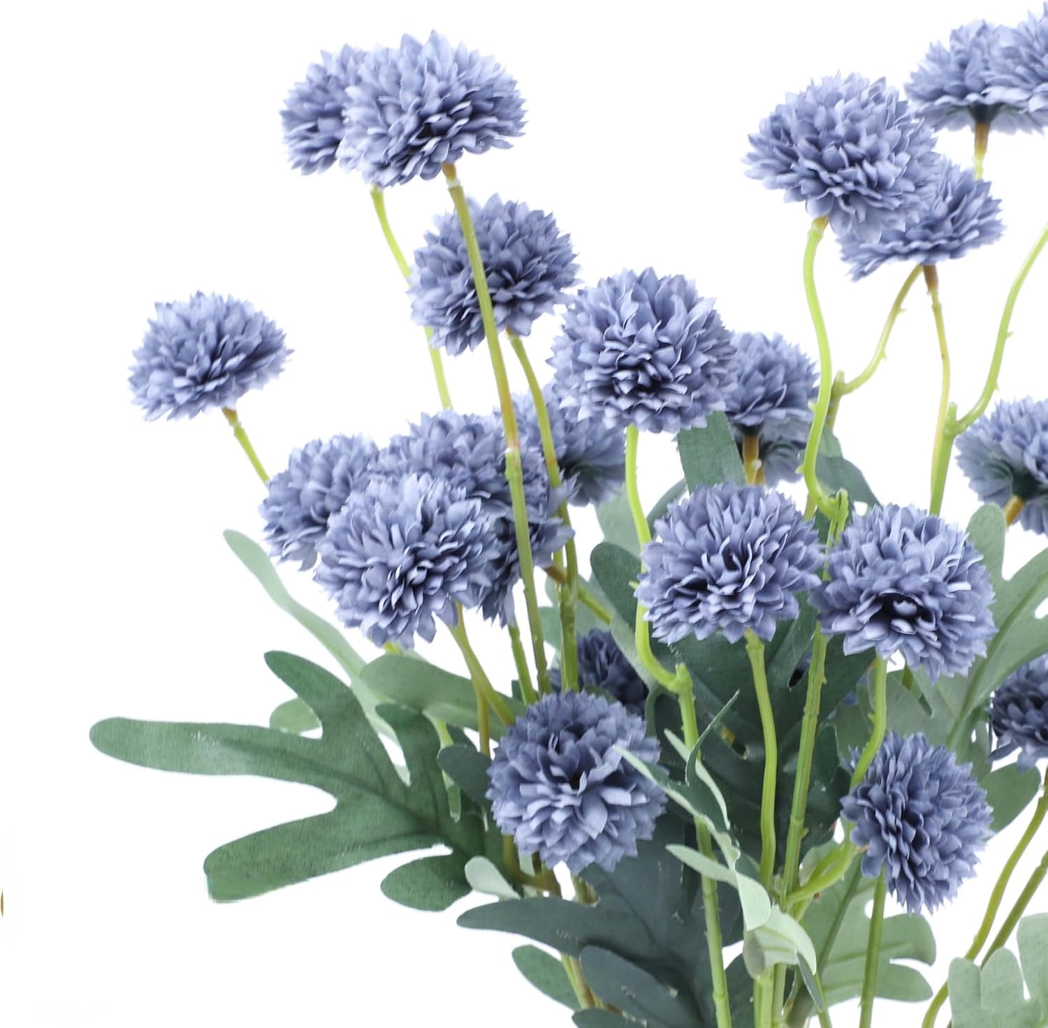 10 Pcs Dusty Blue Kiku Flower Fake Mums Long Stem Flowers,Faux Kiku Flower Bulk,Silk Flowers Mini Chrysanthemum Floral Arrangements,Artificial Flowers Chrysanth Mini Fake Flower