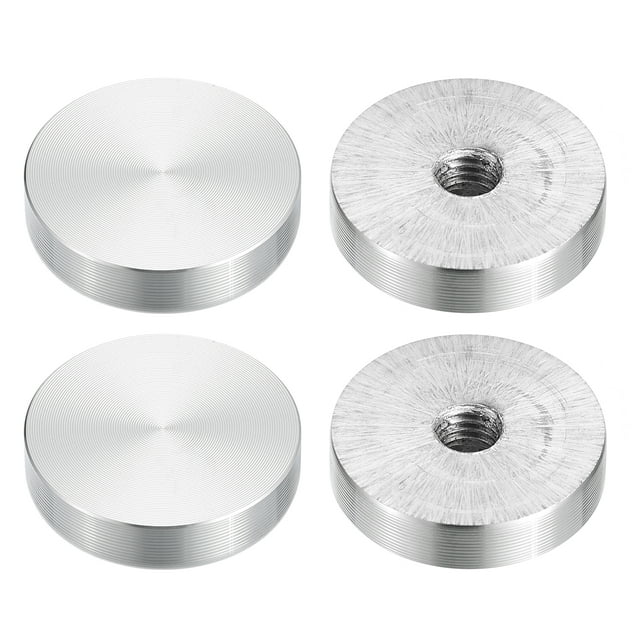 Unique Bargains M8 Thread 30mm Diameter Round Shape Aluminum Disc Hardware 4pack Aluminum Circle Disc Glass Top Adapter for Glass Table