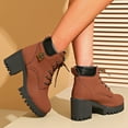 thumbnail image 4 of Orange Chunky Heel Boots For Women Featuring Metal Accents And Thick Sole Round Toe Design Comfortable For Autumn And Winter Wear Stylish And Durable, 4 of 9