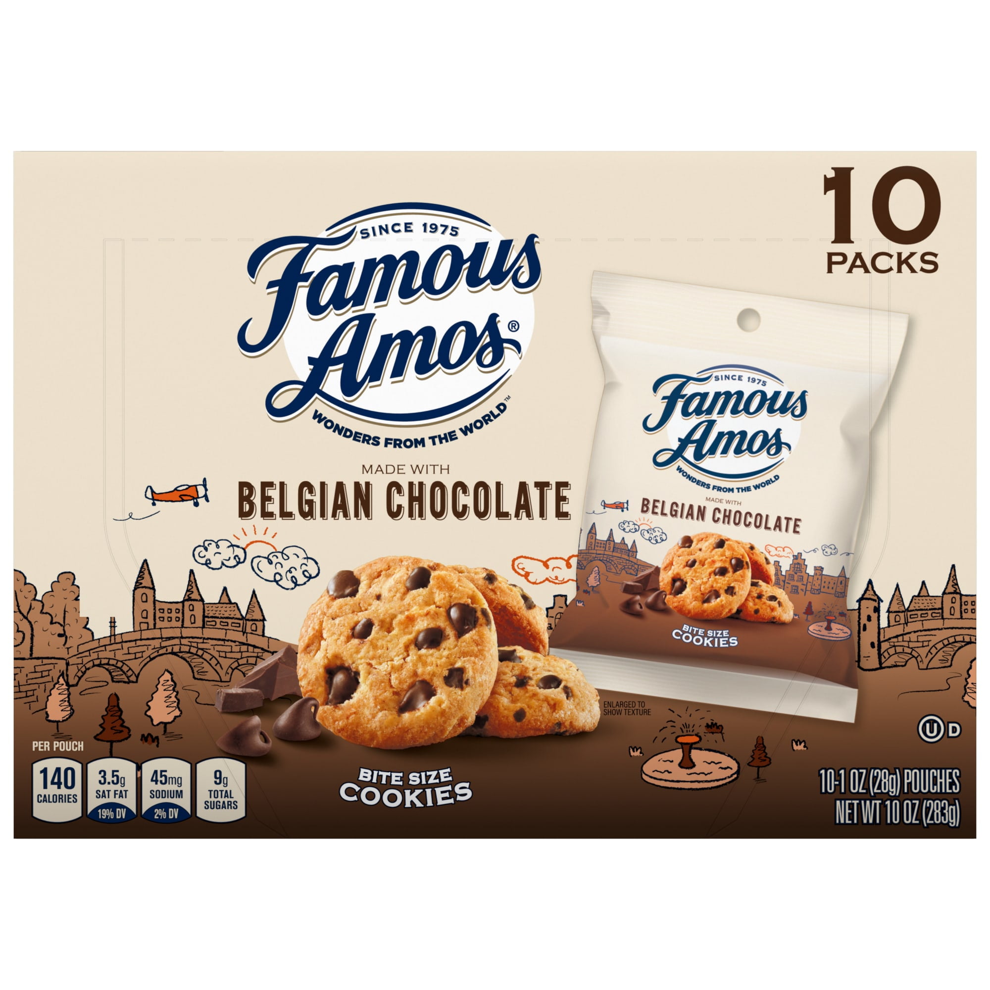 Famous Amos Belgian Chocolate Chip Cookies Multipack, 10 oz (10 Count)