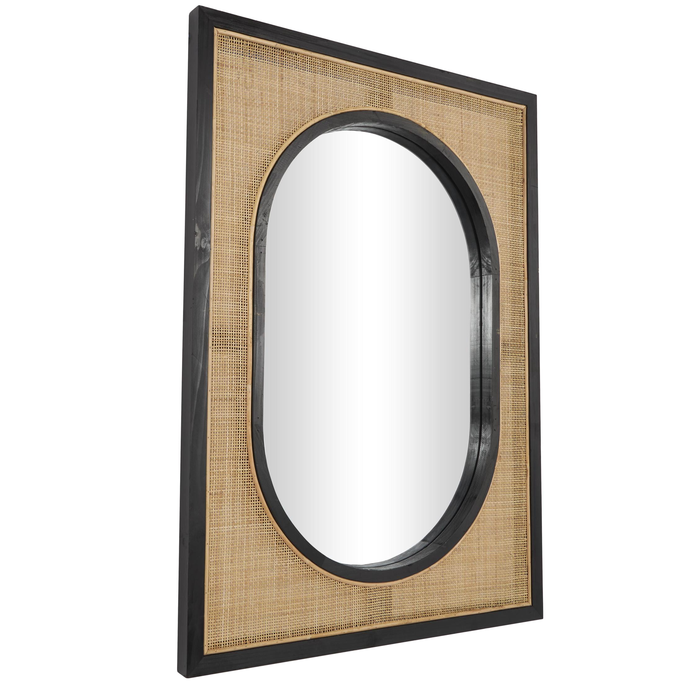 DecMode 30" x 42" Brown Wall Mirror with Black Accent Frames