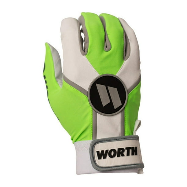 Worth Sports XXL Adult Batting Gloves, Neon Green