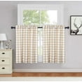 thumbnail image 1 of ZACOO Buffalo Checkered Tier Curtains, Farmhouse Kitchen Curtains Rod Pocket Light Filtering for Kitchen Windows Bathroom Window Curtains, Tan/White, 27"Wx36"L, 1 of 6