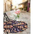thumbnail image 6 of Round Fitted Tablecloths with Elastic Edge Halloween Ghost Face Pumpkin Oil-Proof Waterproof Wipeable Table Cover for Kitchen Dining Party Decor Watercolor Candy on Black Table Clothes,55" - 60", 6 of 7