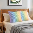 thumbnail image 6 of Pillow Covers 18x18 Set of 2, Thin Rainbow Striped Throw Pillow Covers Decorative Couch Cushion Cover, Farmhouse Modern Stripes Microfiber Soft Square Pillowcases for Bedroom Living Room Sofa, 6 of 9