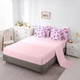 thumbnail image 5 of Manfei Sweet Cherry Strawberry 7 Pieces Bedding Comforter Set,Cartoon Wild Ladybug Full Bedding Set,Pink Cyan White Fitted Sheet Flat Sheet For Girls Kids,Microfiber Bedroom Decor Reversible, 5 of 8