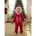 thumbnail image 5 of Cjfdfy Newborn Baby Girl Christmas Outfit Christmas Baby Letter Embroidery Knit Ruffle Collar Long Sleeve Jumpsuit And Santa Hat Set Infant Cute Christmas Fall Winter Outfits, 5 of 9