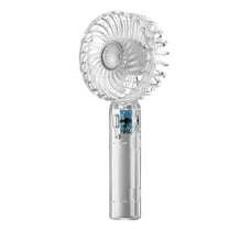 Qocolhg Portable Handheld Fan Rechargeable, High Speeds Strong Wind Mini USB Personal Fan Ventilator with Large Capacity Battery, Clear Small Fan for Girls Women Kids Travel, White, Clearance