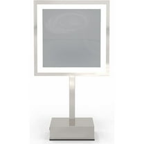 Aptations 8" LED Square Mirror - 3X Magnification | Free Standing, Rechargeable - Warm Light | Makeup Mirror for Vanity, Bedroom, Bathroom | Illuminated & Portable LED Vanity Mirror (Polished Nickel)