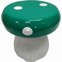 13.8 in. Plastic Outdoor Resin Garden Stool Mushroom Model Oversized Forest Base in Green for Backyard, Pool, Lawn