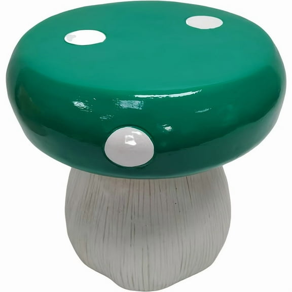 13.8 in. Plastic Outdoor Resin Garden Stool Mushroom Model Oversized Forest Base in Green for Backyard, Pool, Lawn