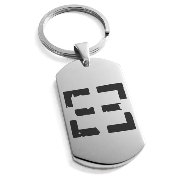 Stainless Steel Ancient Tribal Support Rune Engraved Dog Tag Keychain Keyring