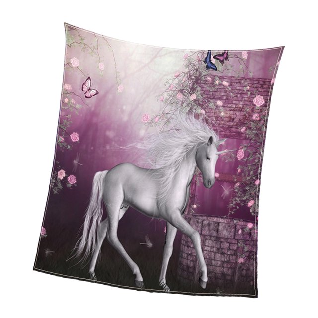 Manta de la cama franela de franela impresión digital cama suave sofá tiro unicornio 150x200cm Unicornio 150x200cm Magideal Manta de la cama
