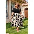 thumbnail image 3 of Zeagoo Casual Dresses for Women Plus Size Ruffled Hem Short Sleeve A-Line Dress High Waist Solid Dress Casual Swing Dresses with Pockets, 3 of 4
