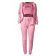 thumbnail image 5 of Gibobby Sudaderas de Forro Polar y Pantalones Conjunto de 3 piezas de chándal deportivo informal con capucha y estampado de con forro polar para mujer(Rosa,CH), 5 of 5