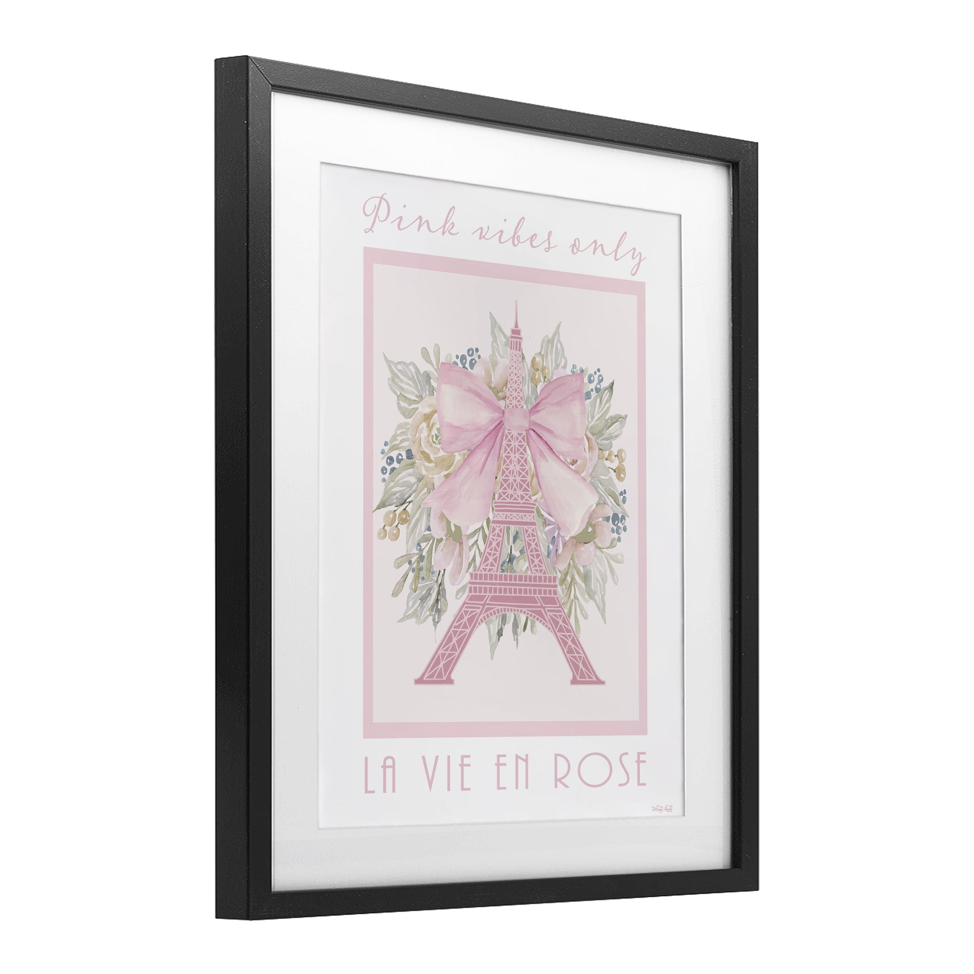 Stupell Industries Pink Vibes Only Paris Black Framed Print Under Glass, design by Cindy Jacobs