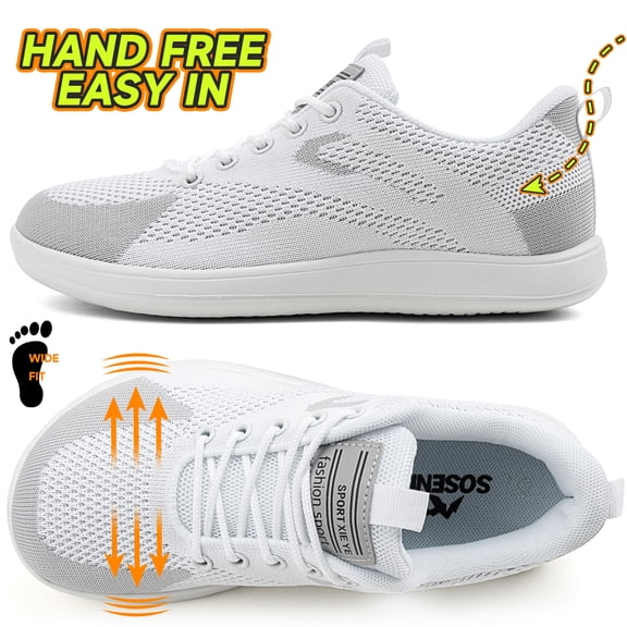 Sosenfer Hands-Free Slip-On Wide Toe Box Barefoot Sneakers - Women's Zero Drop Walking Shoes