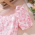 thumbnail image 4 of Glisme Girls Dresses Big Child Puffed Sleeve French Floral Style Waist Dress Pink Sundress Size 7-8 Years, 4 of 7