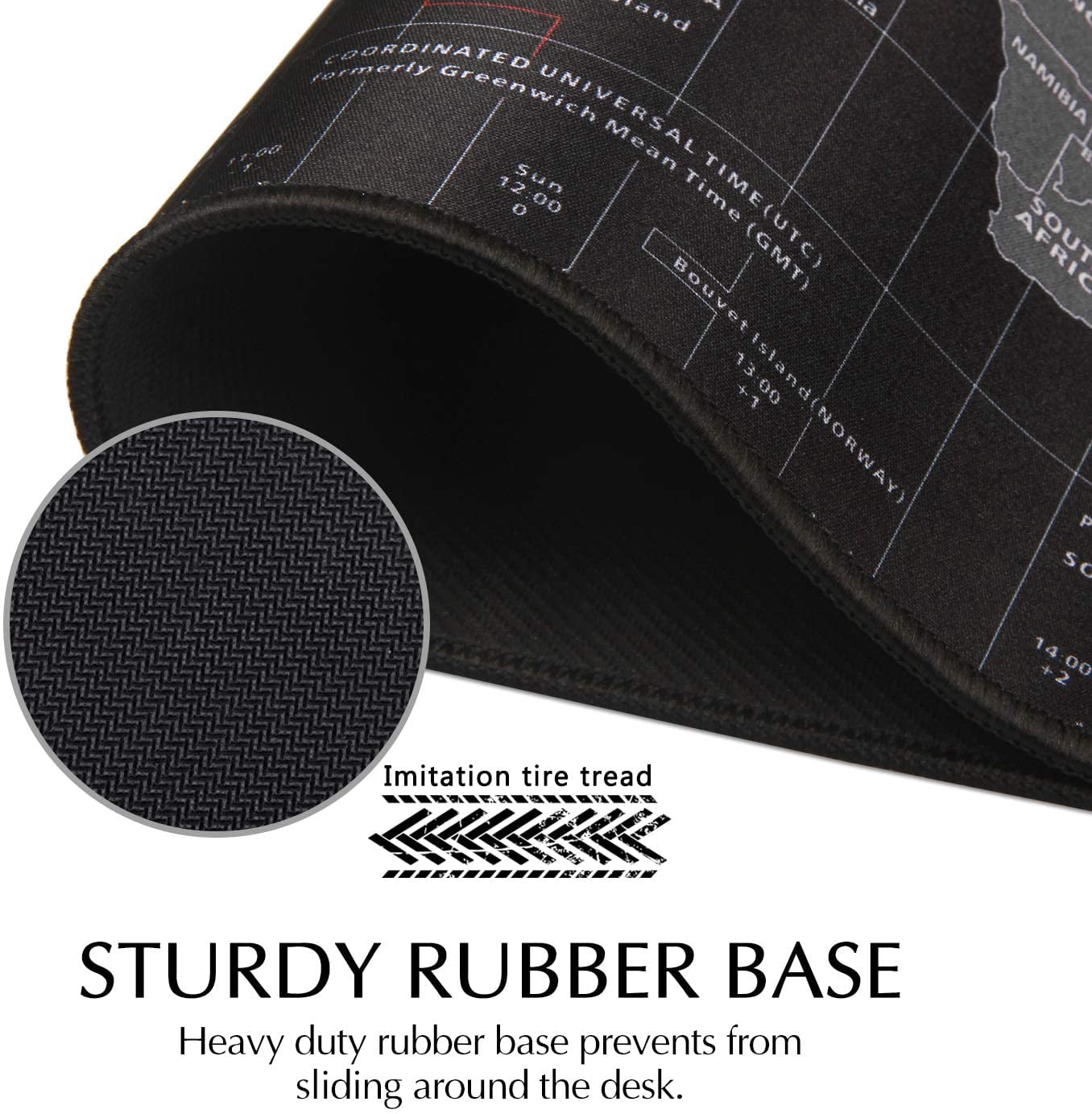 AUBEAMTO Extended XXXL-Size Gaming Mouse Pad - 35.5"x15.8"x0.08" Dimension - Portable with Extended XL Size - Non-slip Rubber Base - Special Treated Textured Weave with Precision Control (worldmap)