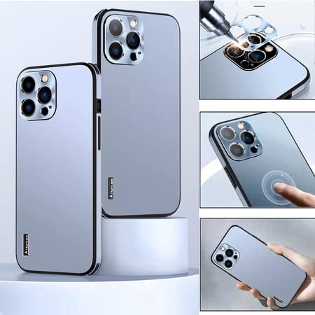 Ancove for Apple iPhone 13 Pro Max Hard PC Case,Shockproof New Frosted Metal Lens Full Bady Protetcive Case Phone Cover for iPhone 13 Pro Max, Blue