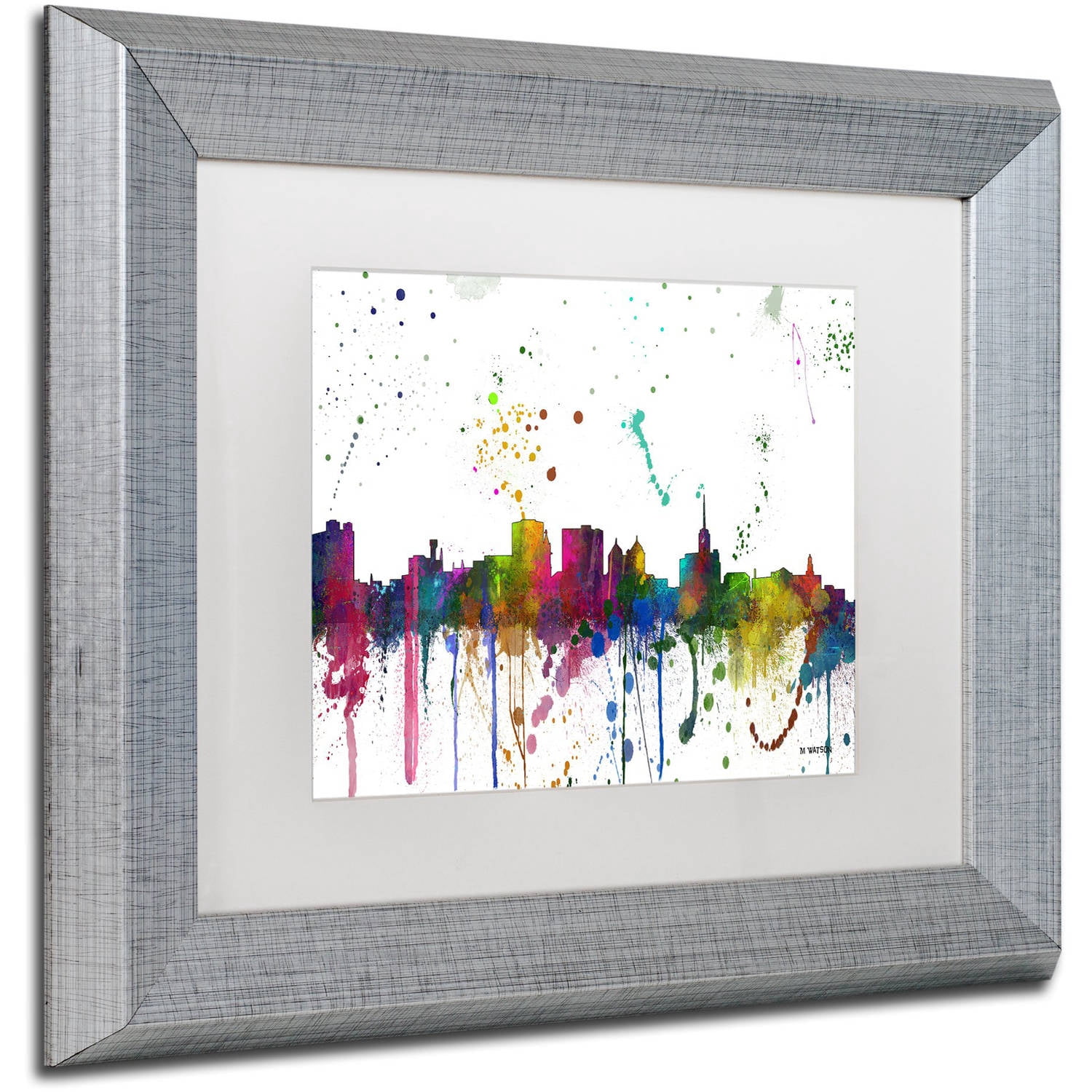 Trademark Fine Art "Buffalo New York Skyline Mclr-1" Canvas Art by Marlene Watson, White Matte, Silver Frame