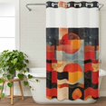 thumbnail image 3 of Red Orange Black Geometric No Hook Shower Curtain Waterproof, Bathroom Curtains with Snap in Liners and See Through Top Window, Vintage Oil Painting Art Hotel Style Bathtub Curtains Shower 36"Wx72"L, 3 of 8
