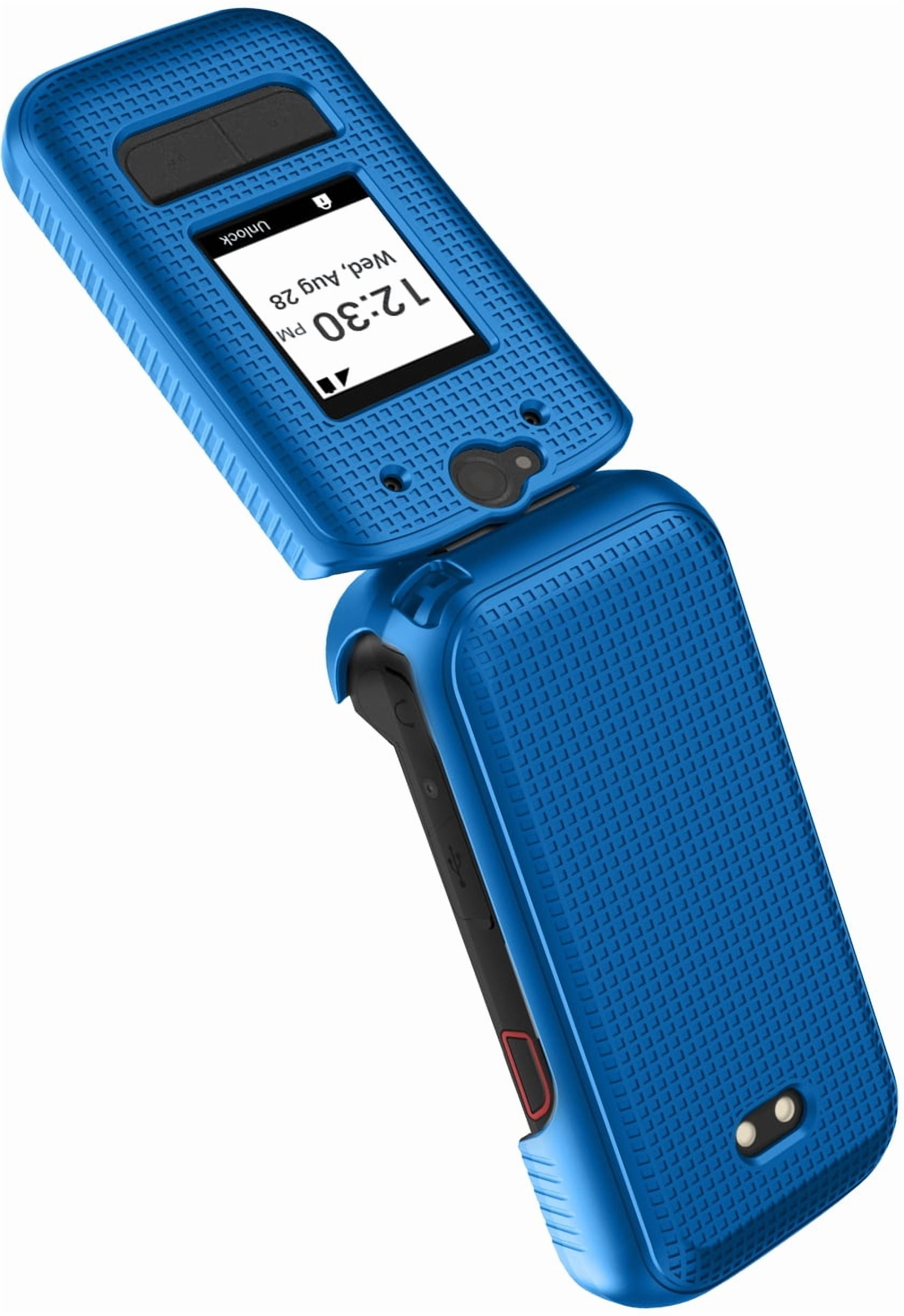 Nakedcellphone Case and Belt Clip Combo for Sonim XP3plus 5G Flip Phone (XP3 Plus X320, 2025), Textured Hard Cover and Holster/Holder - Cobalt Blue