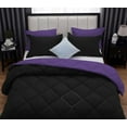 thumbnail image 6 of D.N.G. BEDDINGS 1 Piece Luxury Reversible Diamond Pattern Comforter Premium Super Soft, All Season 800 TC, 100% Egyptian Cotton Oversized Super King Size Purple/Black Solid Color, 6 of 7
