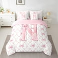 thumbnail image 2 of Manfei Initial Letter N Bedding Twin Size,Cute Bowtie Comforter Sets with Sheets,Pink White Bedding Sets Twin Size For Girls,Breathable Bedroom Decoration Reversible,7pcs, 2 of 7