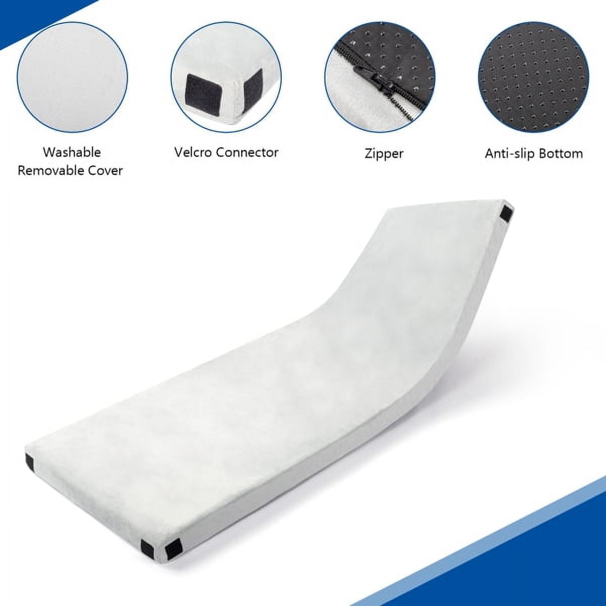 75x25 Inch Folding Memory Foam Mattress w/Removable Cover - 2.5" Thick Portable Floor Mattress, Non-Slip & Velcro Connectors for Camping, Travel, Guest Bed grey