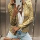 thumbnail image 4 of 2Xl;Chaqueta de mujer plateada de manga larga con lentejuelas brillantes y abertura frontal informal para mujer, 4 of 4