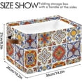thumbnail image 4 of 2 Pack Fabric Storage Basket Mexican Talavera Ceramic Tile Closet Storage Bins with Handles Foldable Baskets for Shelves Toy Organizer Home Office Decor Gifts, 4 of 7