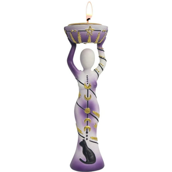 Kheops International Moon Goddess Polyresin T-Light Holder Wiccan Goddess Candle Holder Figurine