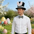 thumbnail image 6 of Black Bunny Ears Top Hat Cute Easter Rabbit Hat with Checkered Bow for Adults Party Dress Accessories Props, 6 of 9