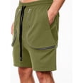 thumbnail image 2 of Besolor Men's Summer Cargo Shorts Drawstring Elastic Waist Wide Leg Casual Loose Workout Athletic Short Pants with Pocket(X-Large,Army Green), 2 of 5