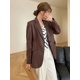 thumbnail image 2 of Chaqueta de cuero genuino para mujer, chaqueta de primavera y otoño de 2024, nueva moda, abrigo de piel de oveja natural de manga larga con un solo botón, 2 of 5