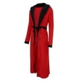 thumbnail image 2 of Men Fleece Long Dressing Gown Hooded Bath Robe Nightwear, 2 of 3