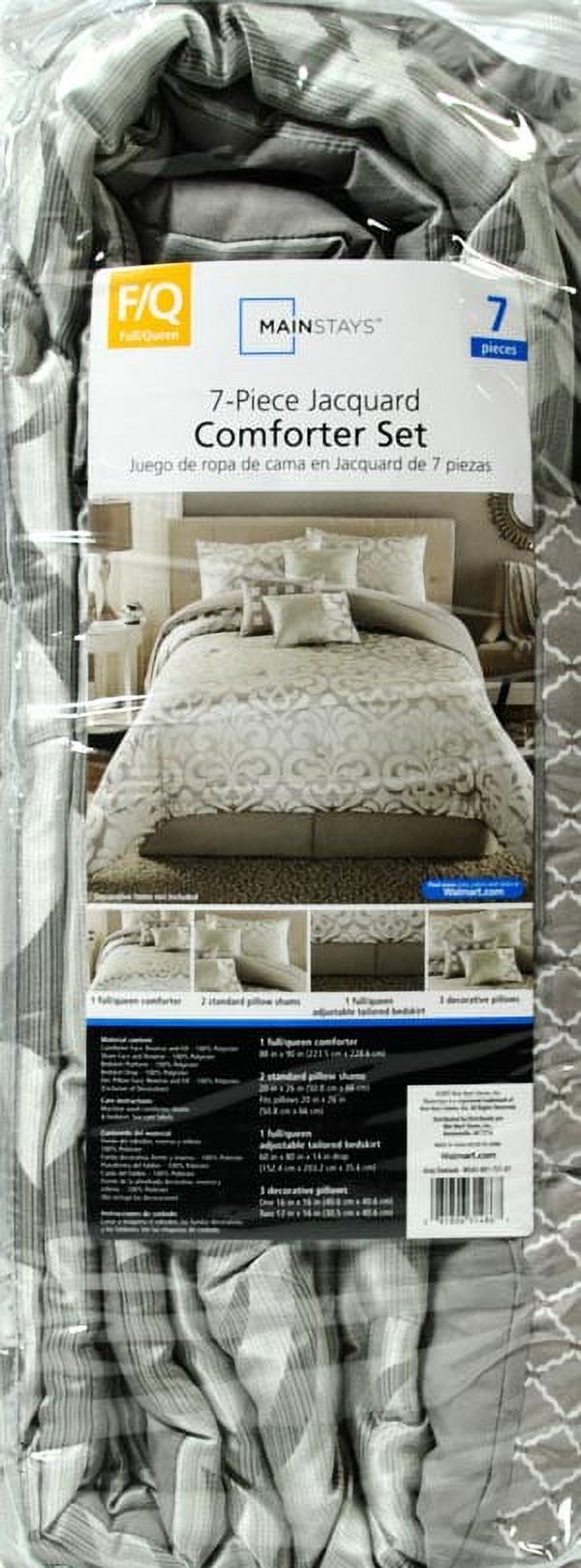Mainstays Silver Damask Jacquard 7-Piece Comforter Set, Full