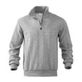 thumbnail image 6 of Men's Retro Stand Collar Zip-Up Sweatshirt, Casual Loose Fit Heavyweight Knit Jacquard Pullover, Fall Winter Long Sleeve Top,Light Gray,XL, 6 of 8