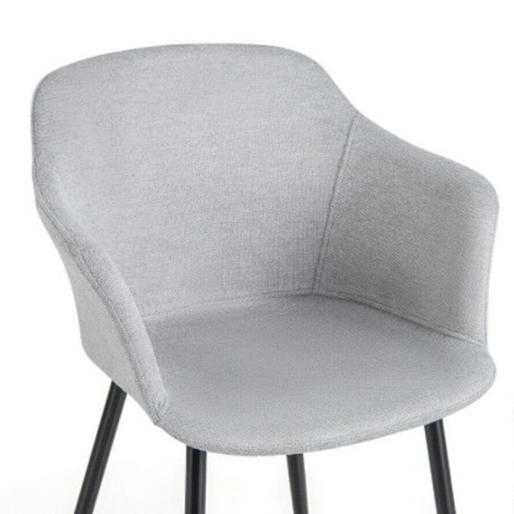 Demi Bonn Set of 2 Upholstered Dining Chair with Ergonomic Backrest Design, Modern Living Dining Room Arm Chairs, White