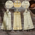 thumbnail image 5 of VHC Brands Cotton Buzzy Bees Button Loop Kitchen Towel Set of 3, Hanging Kitchen Towel, Distressed Appearance, Bath, Kitchen, Rectangle 21x7, Bee Kind, Grateful, Blessed, Vintage Yellow, 5 of 5