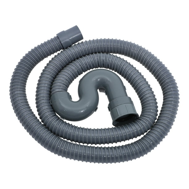 Manguera de desagüe de 2 m de extensión para desagüe de baño, para lavabo y lavavajillas, gris oscuro